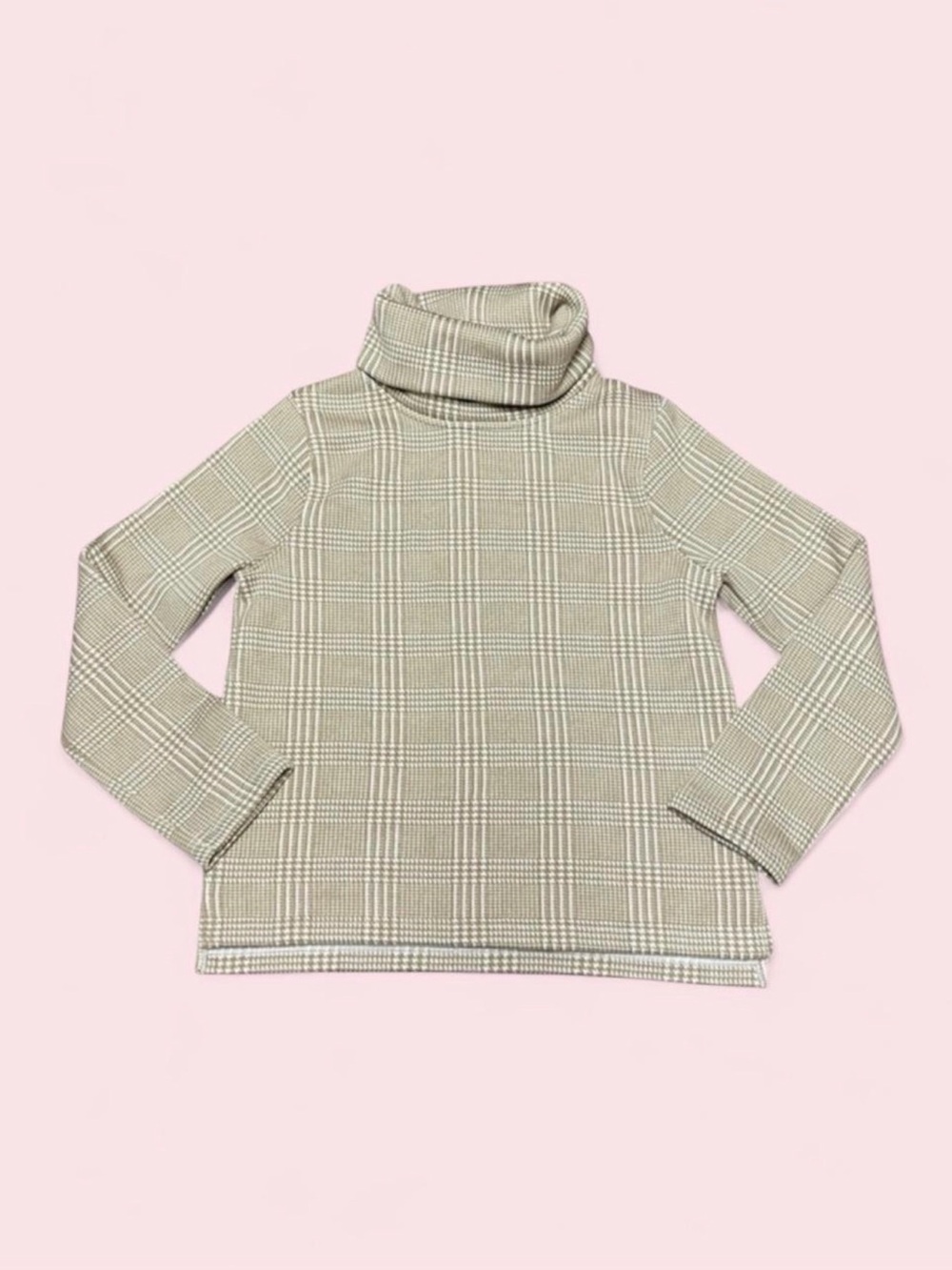 J. Crew Beige Gingham Plaid Turtleneck‎ Sweater | Large